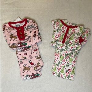 Festive Toddler Girl 3T Christmas Pajamas Set - Pink and White